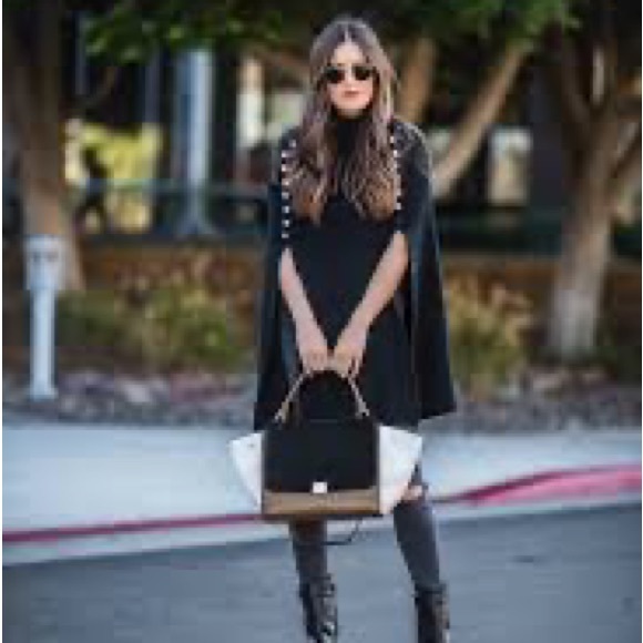 Authentic CELINE Tricolor Trapeze in IvoryBlack/Brown Calfskin Leather And Suede - Picture 13 of 14